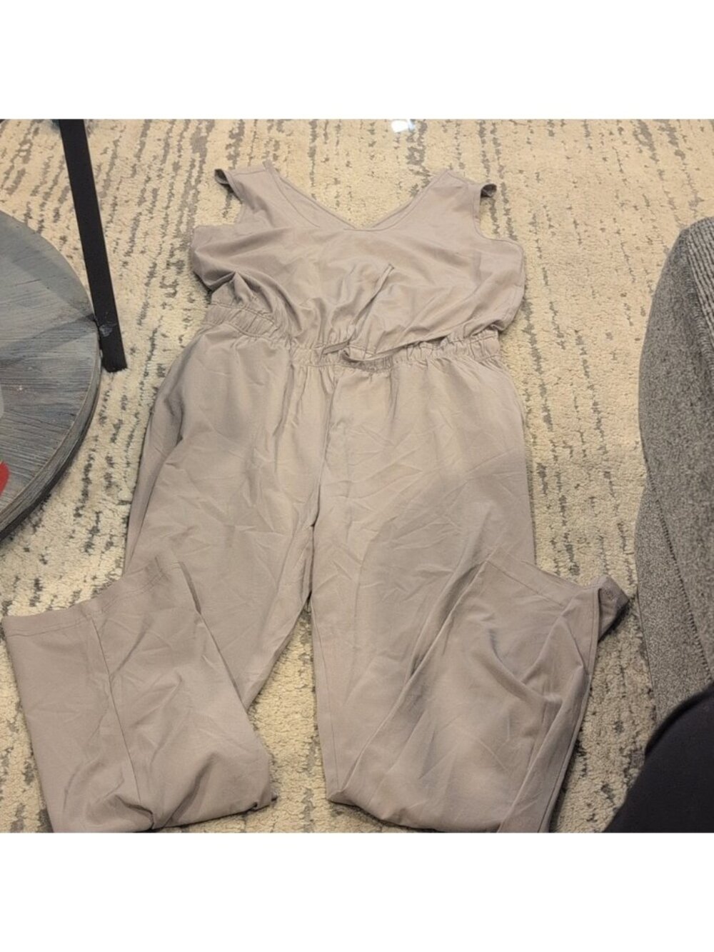 Joe Fresh Taupe Sleeveless Tie Waist Jumpsuit
